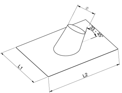 teknisk tegning Taginddækning Ø130 mm - 31-45°