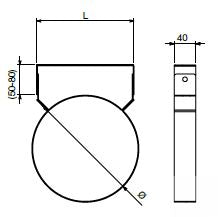 teknisk tegning Ø130 mm vægbeslag/tagstyr