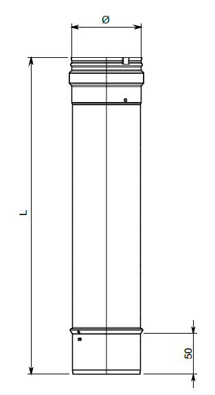 teknisk tegning 500 mm lige stålforing