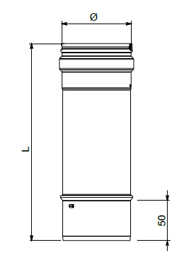 teknisk tegning Ø80 lige 250 mm