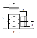teknisk tegning kubikformet t-stykke Ø80