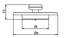 teknisk tegning renselåg til Ø80/130 mm med stålknop. forhandles i sort