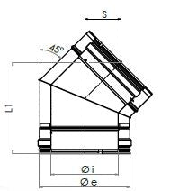 tegning 1 - 45 grader bøjning - Ø80/130 mm