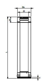 teknisk tegning 1000 mm lige røgrør isoleret