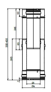 teknisk tegning teleskoprør 300-430 mm - Ø80/130 mm