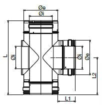 teknisk tegning T-stykke med renselem Ø80/130