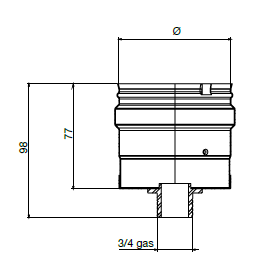 teknisk tegning bundprop m 3/4" kondenshul - Ø80 stål