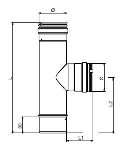 Ø80 T-stykke - stålforing - 2x hun